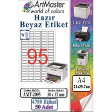 ArtMaster A4 Hazır Beyaz Etiket 30X12MM 50 Sayfa 1 Paket 95 Li Yapışkanlı Fotokopi Lazer Inkjet Kağıdı Yazıcılar Için Uyumlu