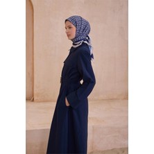 Belli Geometrik Desen Lacivert Premium Soft Eşarp 12 - 03