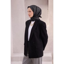 Belli Geometik Desen Ipek Eşarp 4215D (Twıll) Antrasit - 59