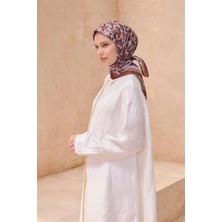 Belli Çiçek Desen Premıum Soft Kahve Eşarp 11