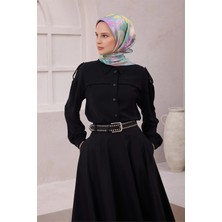 Belli Çiçekli Desen Ipek Eşarp 4225D (Twıll) Mint - 56