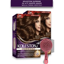 Wella Koleston Supreme Kit Saç Boyası 4/77 Kadife Kahve X2 Adet - Tarak Hediye