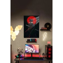 Kırmızı Ayın Altında Samuray Kadın – Japon Fantezi Hd Metal Poster