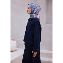 Belli Çiçek Desen Ipek Eşarp 4217D (Twıll) Turuncu   - 01