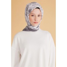 Belli Şal Desen Modal Gri Eşarp 1