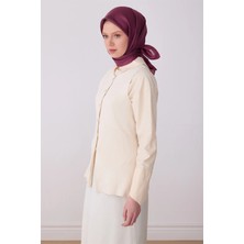 Belli Mürdüm Klasik Desen %100 Twill Ipek Eşarp 4317-89