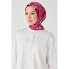Belli Çiçek Desen Premıum Soft Fuşya Eşarp 2