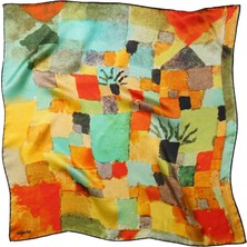 Silqoora %100 Ipek Bandana Fular Art Collection (55X55 Cm)-Paul Klee (Güney Bahçeleri)