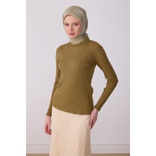 Belli Haki Mint Klasik Desen %100 Twill Ipek Eşarp 4326-85