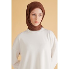 Belli Geometrik Desen Veyra Sütlü Kahve Eşarp 2