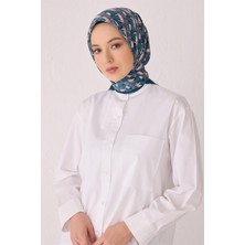 Belli Geometrik Desen Premıum Soft Zümrüt Eşarp 3