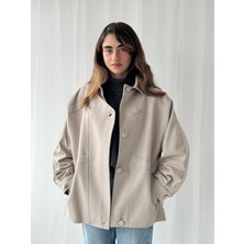 Retrobird Tasarım Bomber Ceket Mont Kadın Taş Beji