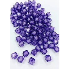 Herşey Trend Herşeytrend Küp Boncuk Içten Boncuklu Bileklik Çanta Boncuğu 10 mm 50 gr Eflatun - BNC458