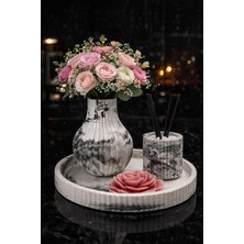Lüks Dekor: Mermer Vazo, Çiçek ve Reed Diffuser Seti