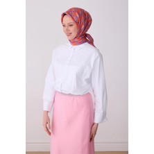 Belli Çok Renkli Geometrik Desen %100 Twill İpek Eşarp 4302 - 80