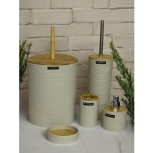 Çırpan Ev Bej Ahşap 5 Parça Banyo Seti
