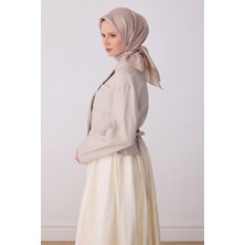 Belli Sarı Monogram Desen %100 Twill Ipek Eşarp 4321-04