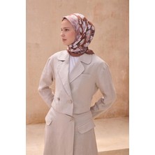 Belli Çiçek Desen Premıum Soft Taba Eşarp 7