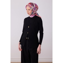 Belli Çok Renkli Çiçek Desen %100 Twill İpek Eşarp 4323 - 82
