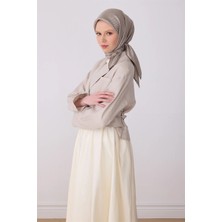 Belli Kahverengi Monogram Desen %100 Twill Ipek Eşarp 4321-51