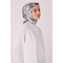 Belli Çiçek Desen Premıum Soft Siyah Bej Eşarp 2