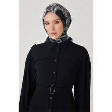 Belli Çiçek Desen Premıum Soft Siyah Eşarp 2