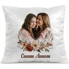 Zeepy Dizayn Anneler Günü Hediye Kişiye Özel Fotoğraf Baskılı Saten Kare Yastık Kılıfı 40×40CM
