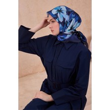 Belli Çiçek Desen Kristal Lacivert Eşarp 2014