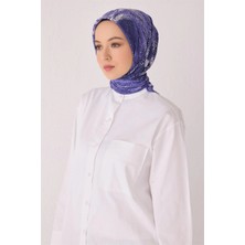 Belli Çiçek Desen Mor Premium Soft Eşarp 2 - 19