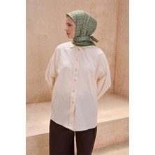 Belli Geometrik Desen Premıum Soft Yeşil Eşarp 12