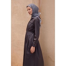 Belli Geometrik Desen Premıum Soft Antrasit Eşarp 12