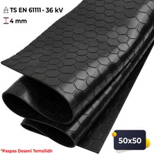 Altitek 36 Kv 4 mm Izole Halı Elektrik Yalıtkan Paspas 50X50 cm Pano Önü Kauçuk Izole Mat