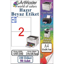 ArtMaster A4 Hazır Beyaz Etiket 210X148.5MM 50 Sayfa 1 Paket 2 Li Kendinden Yapışkanlı Fotokopi Lazer Inkjet Kağıdı Yazıcılar Için