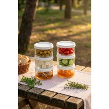 Zuri Design 6’lı Cam Saklama Kabı Beyaz Kapaklı Şeffaf Kavanoz Seti 425 cc