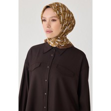 Belli Geometrik Desen Premıum Soft Hardal Eşarp 3