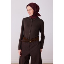 Belli Kırmızı Geometrik Desen %100 Twill Ipek Eşarp 4325-51