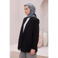 Belli Etnik Desen Premıum Soft Siyah Beyaz Eşarp 4