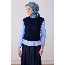 Belli Petrol Klasik Desen %100 Twill Ipek Eşarp 4305-85