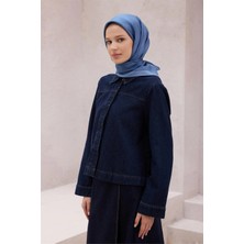 Belli Geometik Desen Ipek Eşarp 4201D (Twıll) Indigo - 34