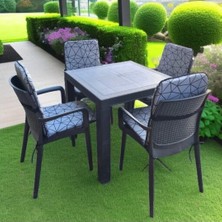 Mor Minder Sandalye Minderi Yıkanabilir Fermuarlı Lastikli 6'lı Siyah- Gri 4 cm Sünger Alt 42X42 Sırt 42X42