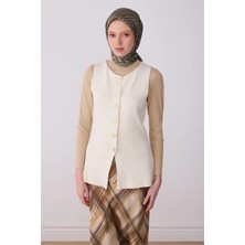 Belli Haki Geometrik Desen %100 Twill Ipek Eşarp 4325-85