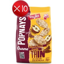Yayla Popnays Gurme Elma ve Tarçın Çeşnili Kepekli Ince Pirinç Patlağı 80 G X10