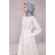 Belli Çiçek Desen Ipek Eşarp 4204D (Twıll) Turuncu - 10