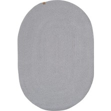 Halımax Lunox Gri Hasır Örgü Çift Taraflı Dokuma Yolluk Jüt Kilim Oval Banyo Paspası