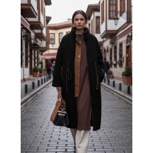 Barbora Beli Bağcıklı Kadın Fermuarlı Peluş Ceket