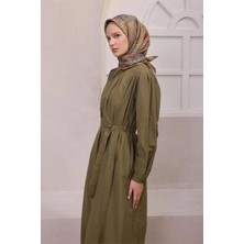 Belli Çiçekli Desen Ipek Eşarp 4207D (Twıll) Vizon - 01