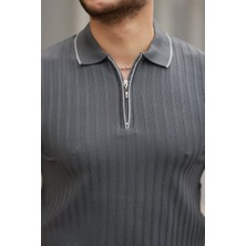 Kendim Fashion Erkek Fermuarlı Yakalı Kısa Kollu T-Shirt