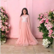 Ahsenim Bebe Gümüş Sim Roba Tül Kol Abiye Elbise