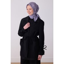 Belli Lila Etnik Desen %100 Twill Ipek Eşarp 4308-35