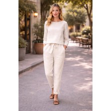 Barbora Yazlık Uzun Kol Bluz Pantolon Ikili Keten Takım